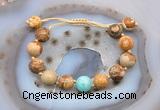 CGB9705 12mm round picture jasper & amazonite adjustable bracelets