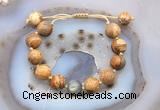 CGB9707 12mm round picture jasper & labradorite adjustable bracelets