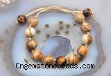 CGB9709 12mm round picture jasper & yellow tiger eye adjustable bracelets