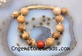 CGB9715 12mm round picture jasper & red jasper adjustable bracelets