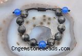 CGB9807 12mm round black labradorite & candy jade adjustable bracelets