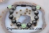 CGB9809 12mm round black labradorite & candy jade adjustable bracelets