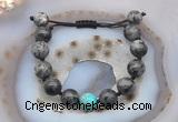 CGB9829 12mm round black labradorite & blue sea sediment jasper adjustable bracelets