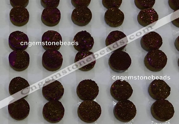 CGC100 12mm flat round druzy quartz cabochons wholesale