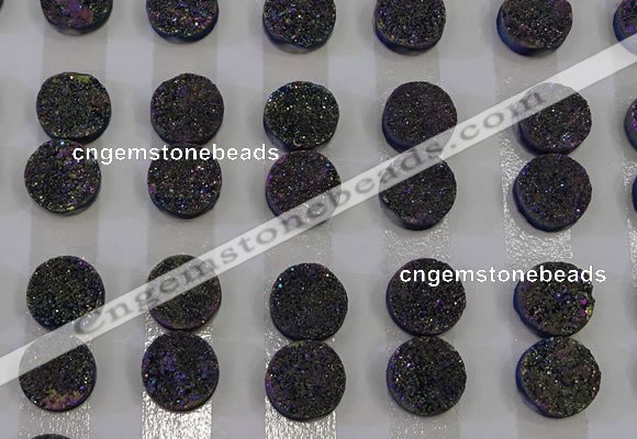 CGC110 12mm flat round druzy quartz cabochons wholesale