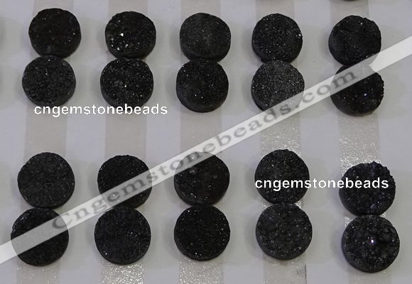 CGC116 14mm flat round druzy quartz cabochons wholesale