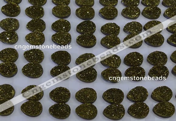 CGC244 12*16mm flat teardrop druzy quartz cabochons wholesale