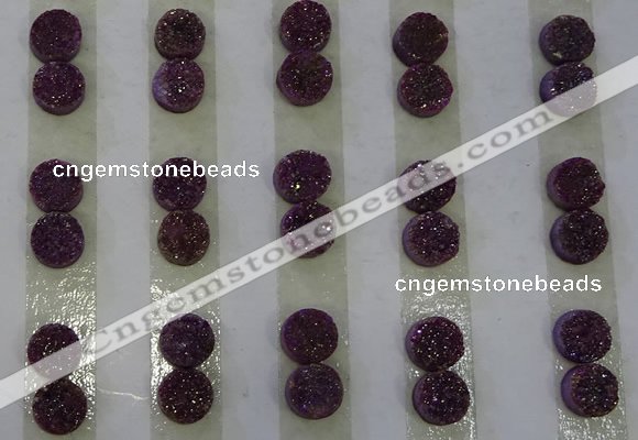 CGC87 8mm flat round druzy quartz cabochons wholesale