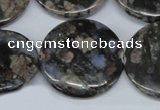CGE10 15.5 inches 30mm flat round glaucophane gemstone beads