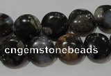 CGE123 15.5 inches 12mm flat round glaucophane gemstone beads