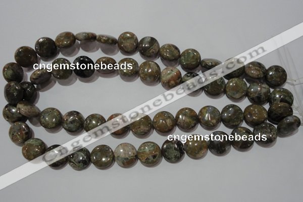 CGE125 15.5 inches 15mm flat round glaucophane gemstone beads