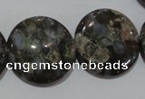 CGE128 15.5 inches 25mm flat round glaucophane gemstone beads