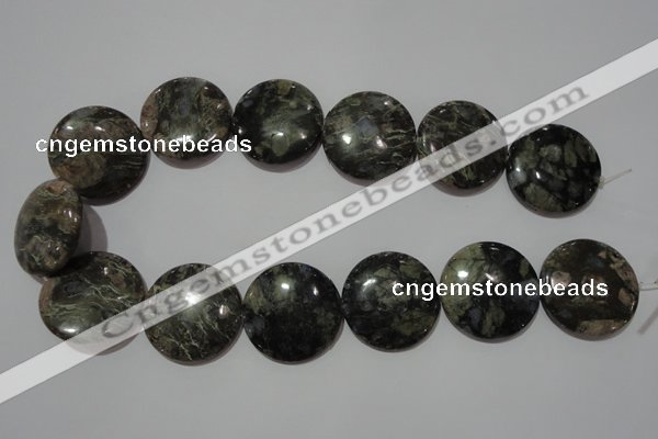 CGE129 15.5 inches 30mm flat round glaucophane gemstone beads