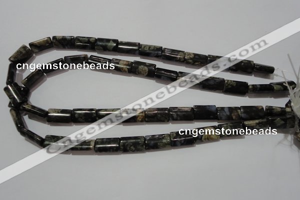 CGE168 15.5 inches 10*16mm flat tube glaucophane gemstone beads