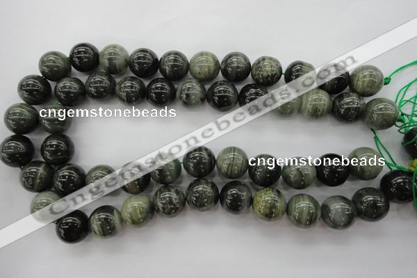 CGH07 15.5 inches 16mm round green hair stone beads wholesale