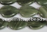 CGH14 15.5 inches 16*22mm flat teardrop green hair stone beads