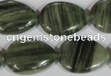 CGH15 15.5 inches 20*27mm flat teardrop green hair stone beads