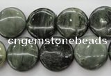 CGH18 15.5 inches 12mm flat round green hair stone beads wholesale