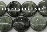 CGH20 15.5 inches 16mm flat round green hair stone beads wholesale