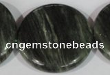 CGH25 15.5 inches 40mm flat round green hair stone beads