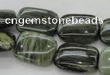 CGH27 15.5 inches 12*16mm rectangle green hair stone beads wholesale