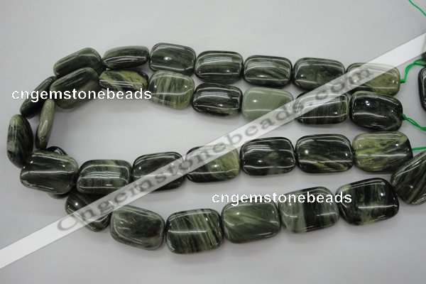 CGH27 15.5 inches 12*16mm rectangle green hair stone beads wholesale