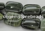 CGH28 15.5 inches 13*18mm rectangle green hair stone beads wholesale