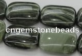 CGH29 15.5 inches 15*20mm rectangle green hair stone beads wholesale