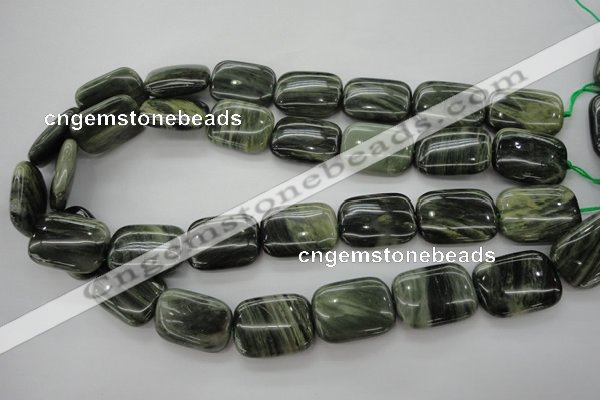 CGH29 15.5 inches 15*20mm rectangle green hair stone beads wholesale