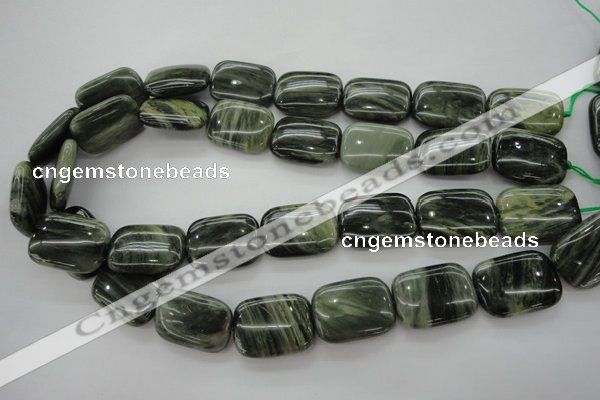 CGH30 15.5 inches 18*25mm rectangle green hair stone beads wholesale