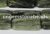 CGH31 15.5 inches 22*30mm rectangle green hair stone beads