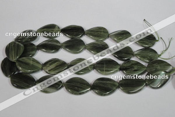 CGH35 15.5 inches 22*30mm twisted teardrop green hair stone beads