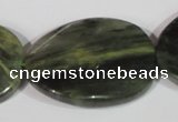 CGH40 15.5 inches 30*40mm twisted oval green hair stone beads