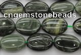 CGH43 15.5 inches 10*14mm oval green hair stone beads wholesale