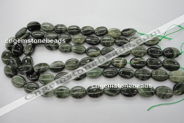 CGH43 15.5 inches 10*14mm oval green hair stone beads wholesale