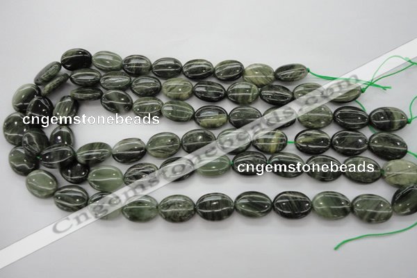 CGH45 15.5 inches 13*18mm oval green hair stone beads wholesale