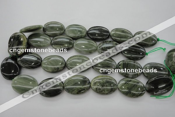 CGH48 15.5 inches 22*30mm oval green hair stone beads wholesale