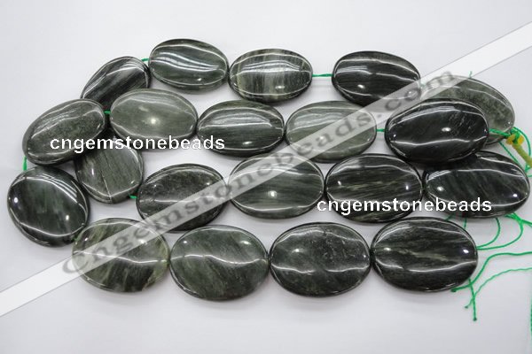 CGH50 15.5 inches 30*40mm oval green hair stone beads wholesale