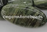 CGH51 15.5 inches 25*50mm oval green hair stone beads wholesale