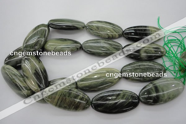 CGH51 15.5 inches 25*50mm oval green hair stone beads wholesale