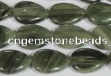 CGH52 15.5 inches 10*14mm flat teardrop green hair stone beads