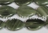 CGH55 15.5 inches 15*20mm flat teardrop green hair stone beads