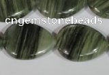 CGH56 15.5 inches 18*25mm flat teardrop green hair stone beads