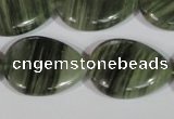 CGH57 15.5 inches 22*30mm flat teardrop green hair stone beads