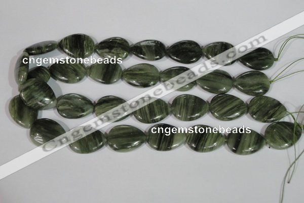 CGH57 15.5 inches 22*30mm flat teardrop green hair stone beads