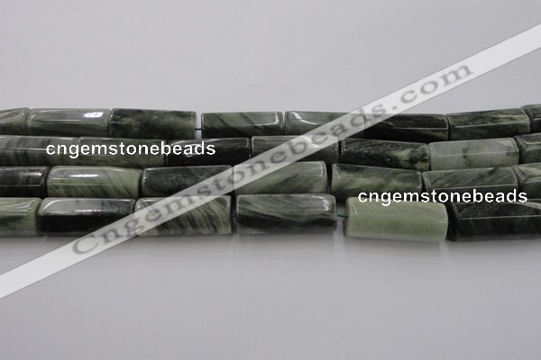 CGH60 15.5 inches 15*22mm faceted tube green hair stone beads