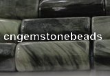 CGH61 15.5 inches 12*30mm faceted tube green hair stone beads
