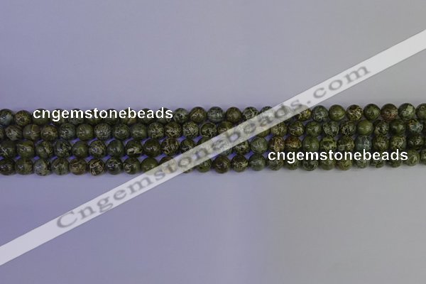 CGJ350 15.5 inches 4mm round green bee jasper beads wholesale