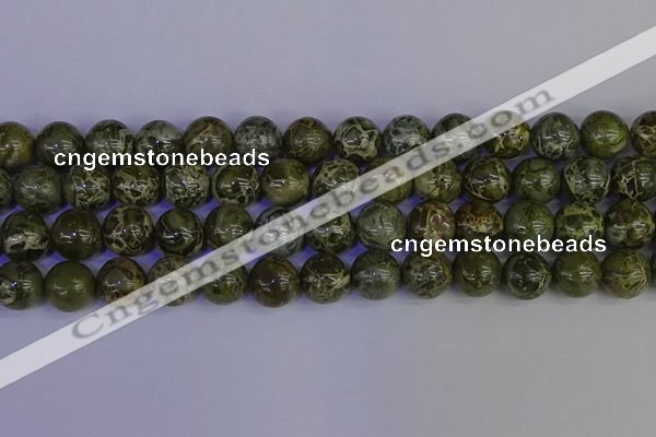 CGJ355 15.5 inches 14mm round green bee jasper beads wholesale