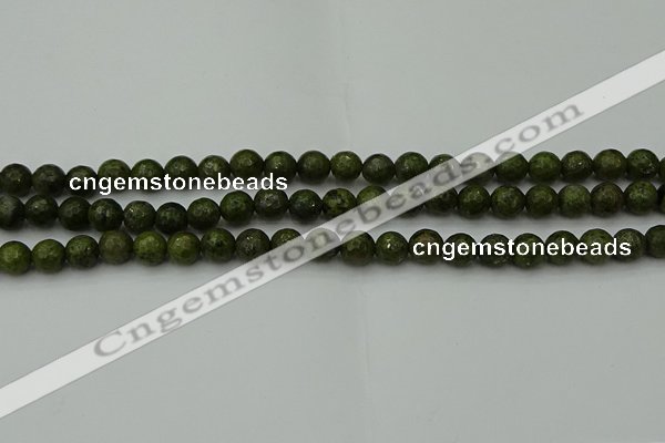 CGJ460 15.5 inches 4mm faceted round green jasper beads wholesale